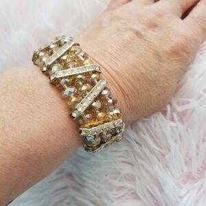 Bejeweled Elastic Costume Bracelet w/ Rhinestones